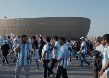 Fans Timnas Argentina pada laga konta Arab Saudi (Lucas Aditya/detikSport)