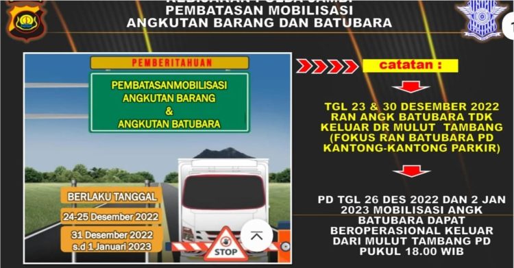 Foto: Pembatasan Mobilisasi Angkutan Batu bara Diterapkan Polda Jambi Saat Natal dan Tahun Baru