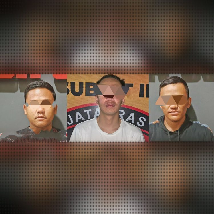 3 orang pelaku tindak pidana penganiayaan setelah menyerahkan diri, Minggu (26/03/2023) (dok. Humas Polda Jambi)