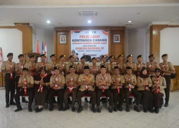 Pelepasan Kontingen Cabang Gerakan Pramuka Muaro Jambi Pada kegiatan Raimuna Nasional XII Cibubur (dok. Humas )