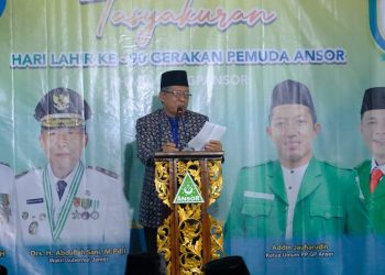 Wagub pada acara Tasyakuran Hari Lahir 90 Gerakan Pemuda Ansor, bertempat di Sekretariat Pengurus Wilayah (PW) GP Ansor Provinsi Jambi Telanaipura, Kota Jambi, Rabu (24/04/2024). (Foto: Diskominfo/Agus)